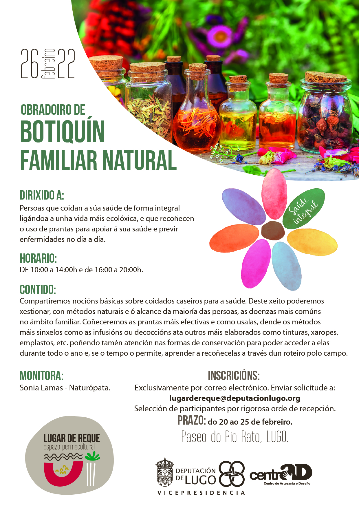 Coidados caseiros para a saúde. Espazo Permacultural Lugar de Reque.